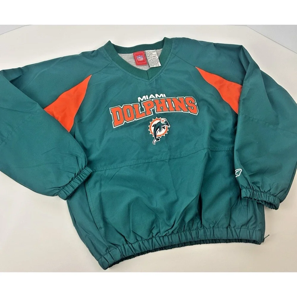 Vintage‎ Miami Dolphins LOGO Game Day Pullover Windbreaker Jacket  Youth L 14/16